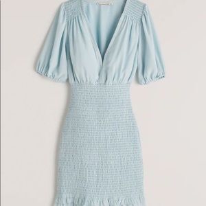 Abercrombie Smock Waist Mini Blue Dress